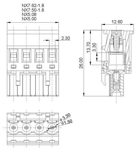 2EDGKA-5.08-02P-14  клеммник разъемн., 2 конт., шаг 5.08 мм, зеленый (рис.2)