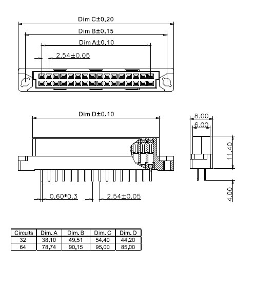 DIN41612-64F   розетка 2х32 (рис.2)