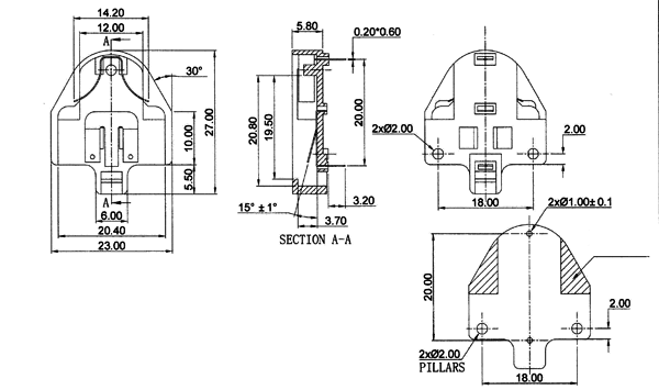 CH26-2032   держатель для  CR2032 (рис.2)