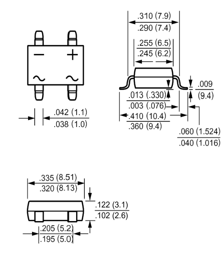 DB101S (DF005S)   диодный мост,  1A, 50В, DFS (рис.1)