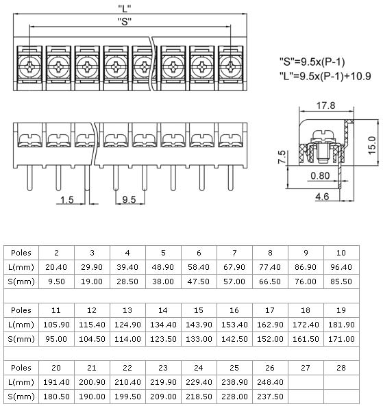 DG46A-B-03P-13  клеммник, 3 конт., шаг 9.50 мм, (FB46A-B-03P-13) (рис.2)