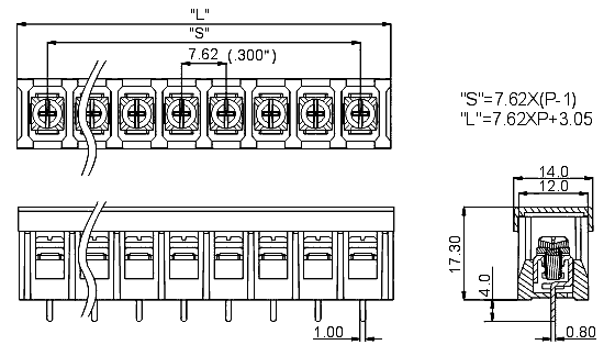 DG28C-B-04P-13  клеммник, 4 конт., шаг 7.62 мм., (FB28C-B-04P-13) (рис.2)