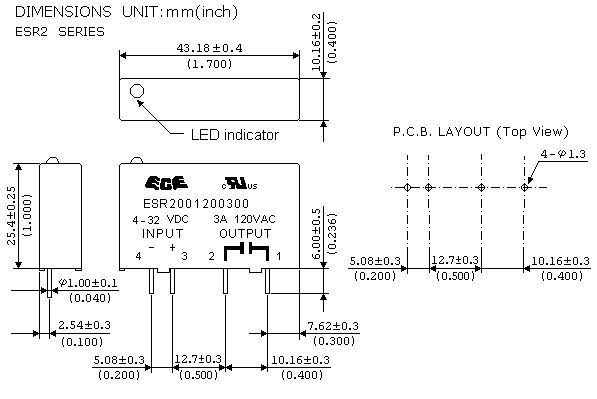 ESR-200-120-03-00 твердотел.реле 4-32В 120VAC со свет-дом Zero-On (рис.2)