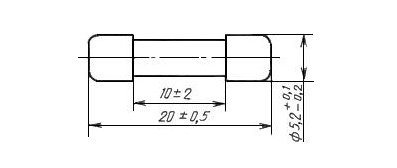 H520-0.5А/250В предохранитель (рис.2)