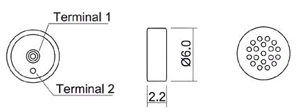 HMO0603E-65   микрофон электретн. 3В, 30-16000Гц, d=6.0мм, h=2.2мм (рис.2)