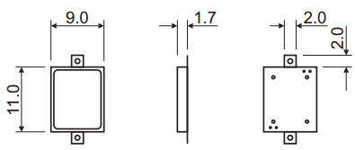 HPS0911A   излуч-ль звука пьез., SMD, 5В, 4,1кГц, 9x11мм, h=1,7мм (рис.2)