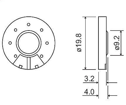 HSB20A-8 динамик 8 Ом, 0,2Вт, 1000-3500Гц, d=20мм, h=3,5мм (рис.2)