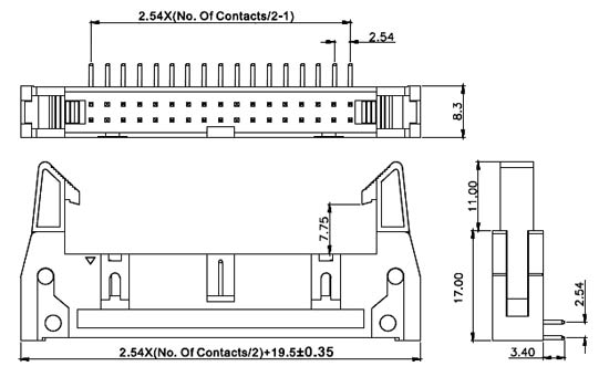 IDCC-10MR (SCM-10R) вилка угл. с защелк.10конт.(2х5) ш.2.54мм (рис.2)