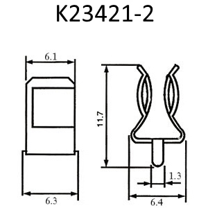 Размеры клипсы K23421-2 для предохранителя 5х20 мм