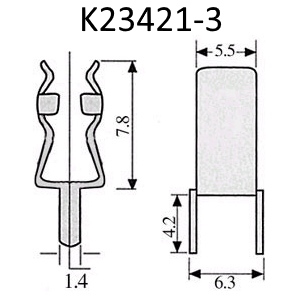 Размеры клипсы K23421-3 для предохранителя 5х20 мм
