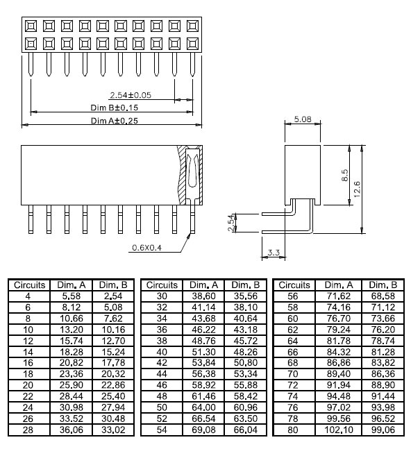 PBD-32R  роз.блочн.двухрядн.шаг 2.54мм (2х16)угл. (рис.2)