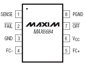 MAX6684ESA+ детектор отказа вентилятора, SO-8 (PBF) (рис.3)