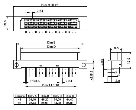 DIN41612R-48F   розетка 3х16 , угловая (рис.2)