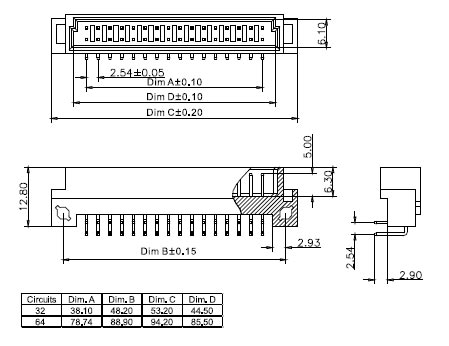 DIN41612R-64M   вилка 2х32 , угловая (рис.2)