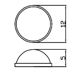 RF-1004  Ножки для корпуса резиновые круглые, полусфера 5 х 12 мм (рис.2)