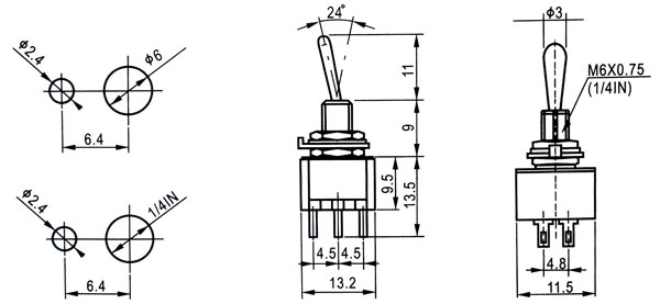 STM-202 переключатель DPDT 6P ON-ON (рис.1)