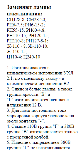 СКЛ1А-Л-2-220 лампа (рис.2)