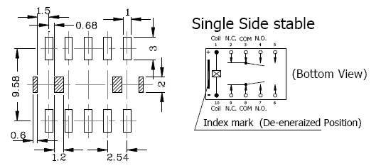 TRQ2S-12VDC сигнальное реле 12В, 1А SMD-10 (рис.2)